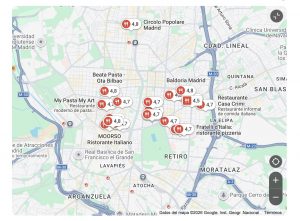 Mapa de Google que muestra negocios a los que Smart Marketing puede ayudar con SEO.