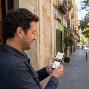 Customer checking a local business's Google Maps reviews on their phone.